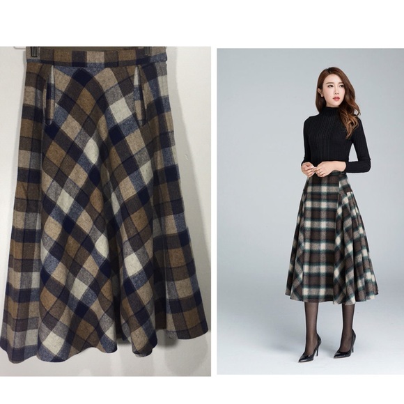 Vintage Dresses & Skirts - VTG Plaid Wool Pinup Skirt SkirtMaster Sydney 10